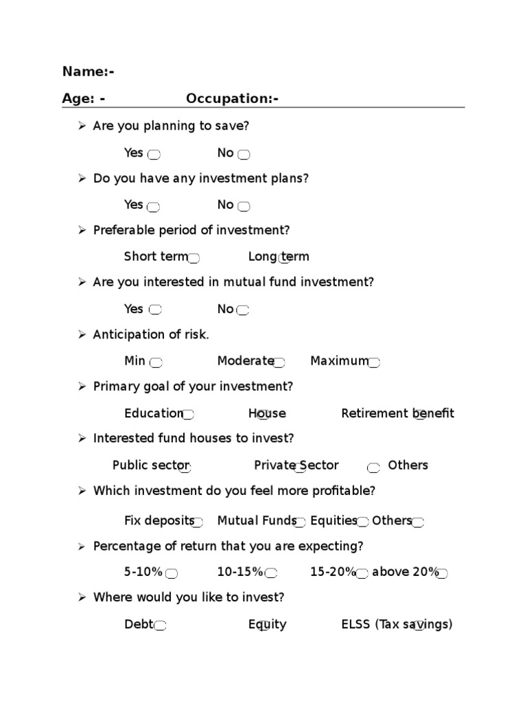 Questionnaire MF | PDF | Career & Growth | Finance & Money Management