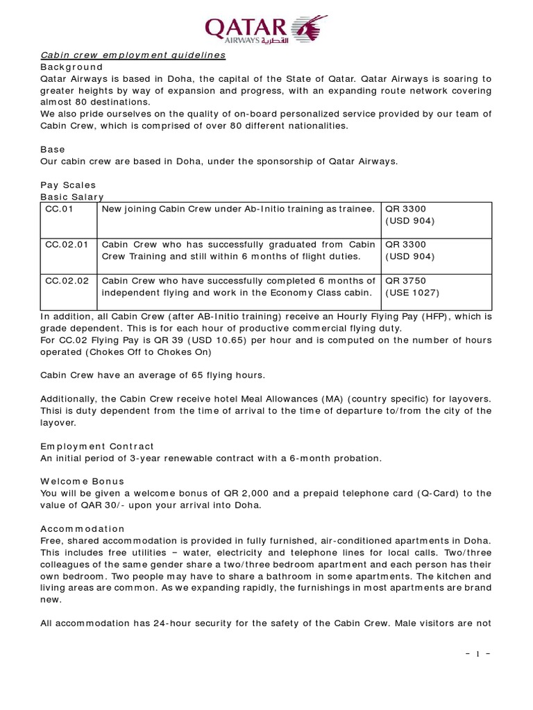 Qatar Airways Cabin Crew Requirements | Flight Attendant | Salary