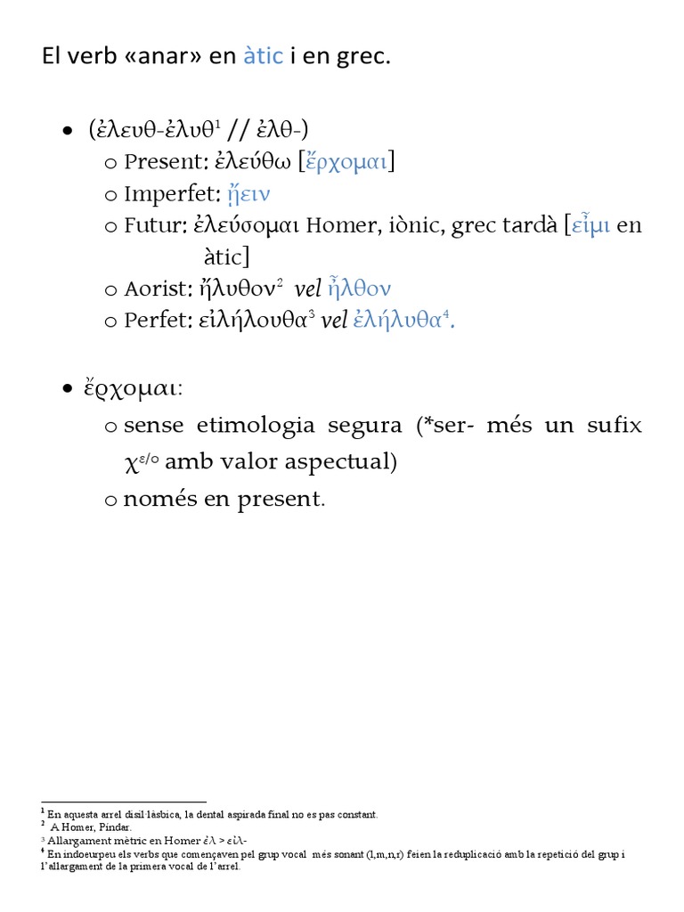 El Verb Anar en Grec | PDF