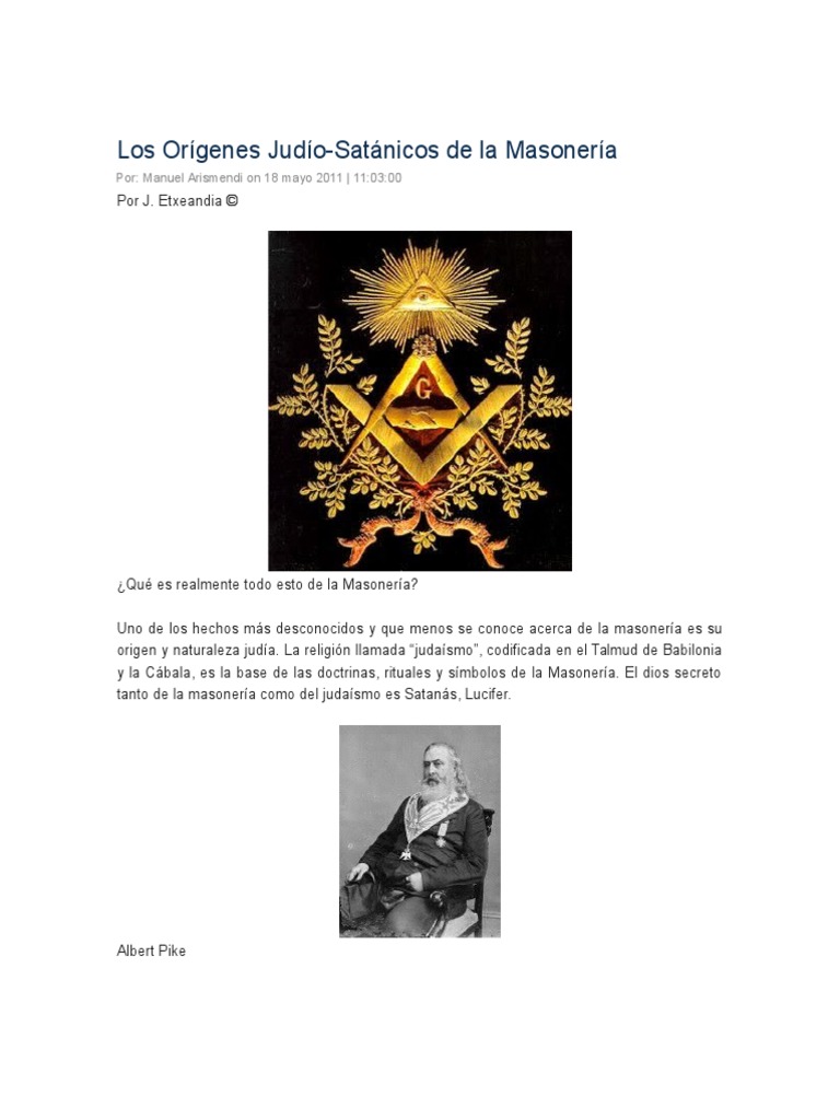 Origen Masoneria Judaismo PDF Masonería Judios