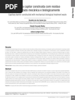 Barreira Capitalar Construída Com Resíduo Pré-Tratado