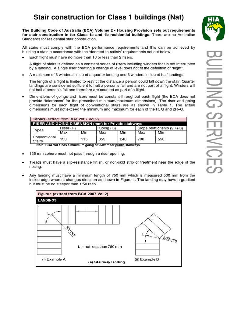 NAT BCA 0710 Stair Construction For Class 1 Buildings Stairs