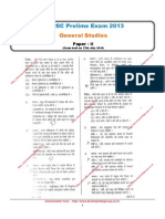 MPPSC Prelims Exam 2013 General Studies (Paper - Ii)