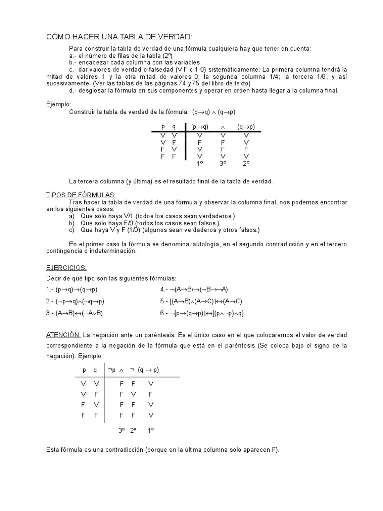 Como Hacer Una Tabla de Verdad PDF