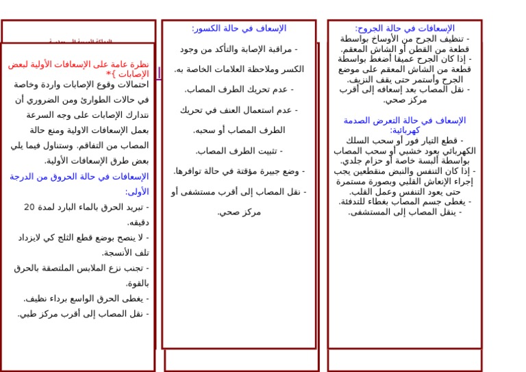 الاسعافات الاولية مطوية Pdf