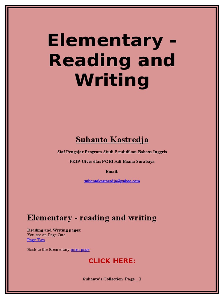 Reading and Writing Practice For Elementary Level PDF Reading