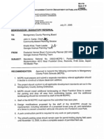 2005 M-NCPPC Parkland Middle School Modernization & Belt Reopening Memo