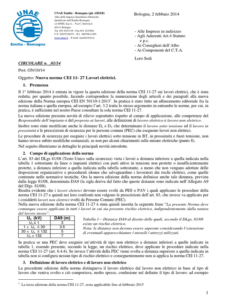 Nuova CEI 11-27 | PDF