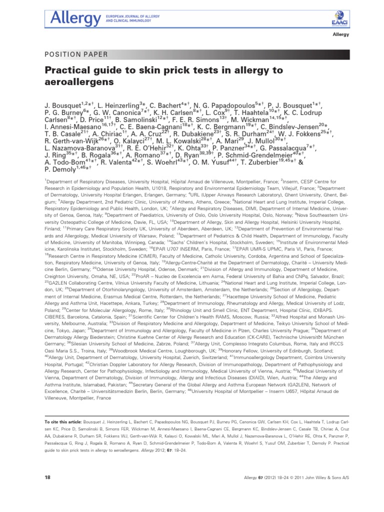 Skin Prick Test PDF | Download Free PDF | Allergen | Allergy