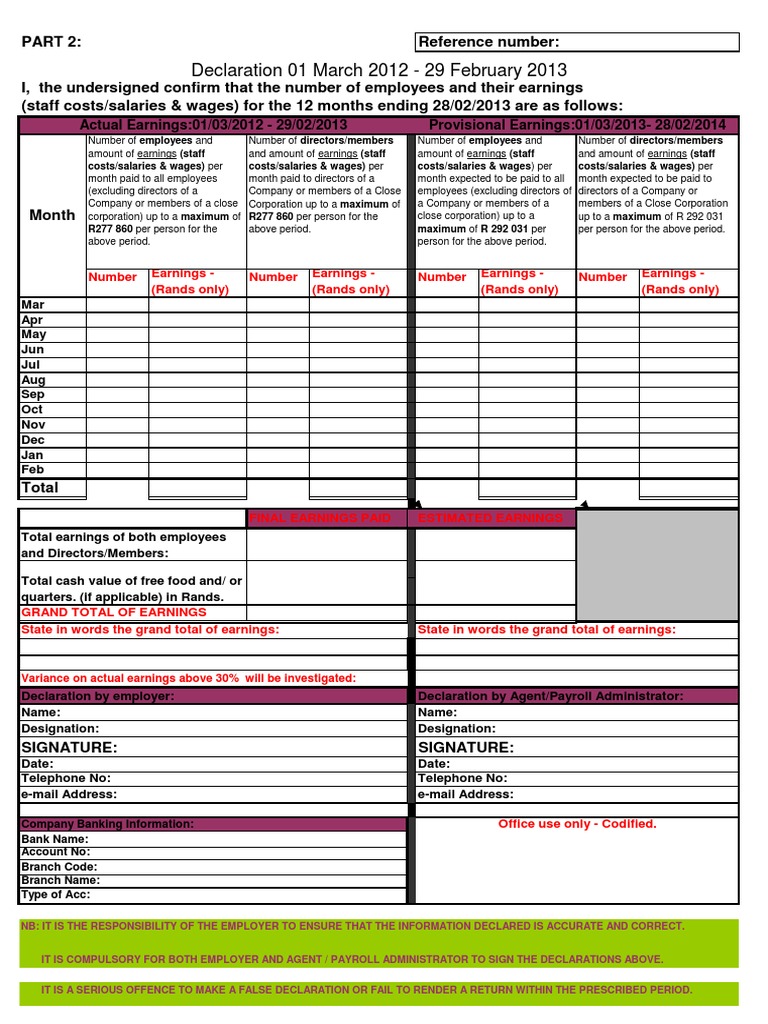 UIF Labour Return Declaration Form | PDF | Finance & Money Management