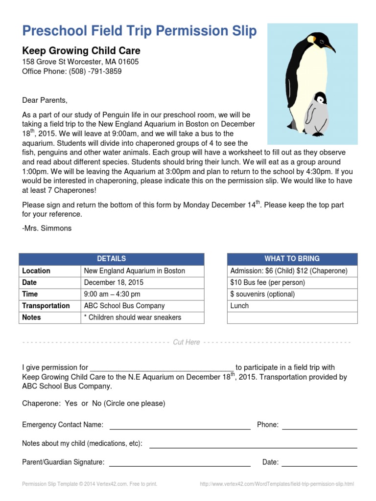 Field Trip Permission Slip | PDF | Social Institutions | Social Science