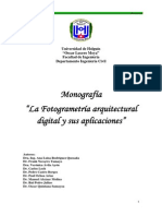 Monografía, La Fotogrametría Arquitectural Digital y Sus Aplicaciones