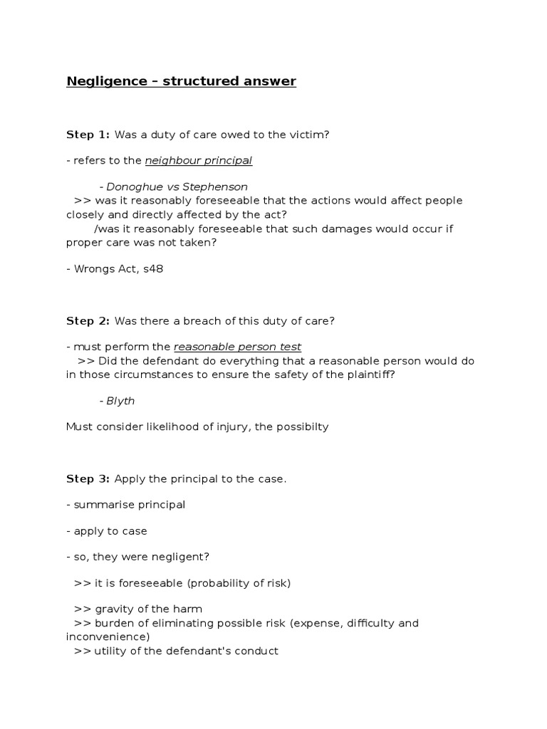 Understanding Negligence: A Structured Guide | PDF | Social Science | Law