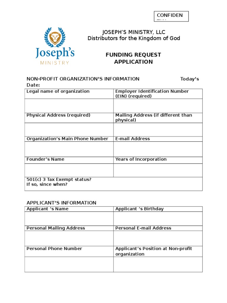Funding Application for Non-Profit | PDF