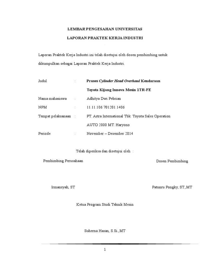 Laporan KP Teknik Mesin