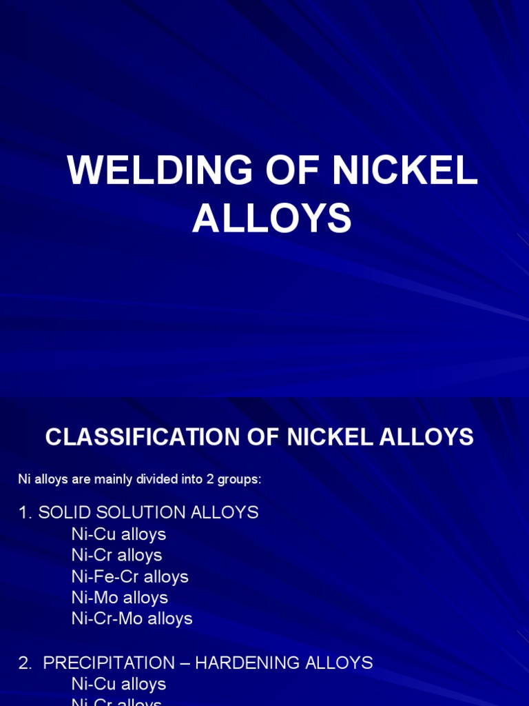 Welding of Nickel Alloys PDF Alloy Welding