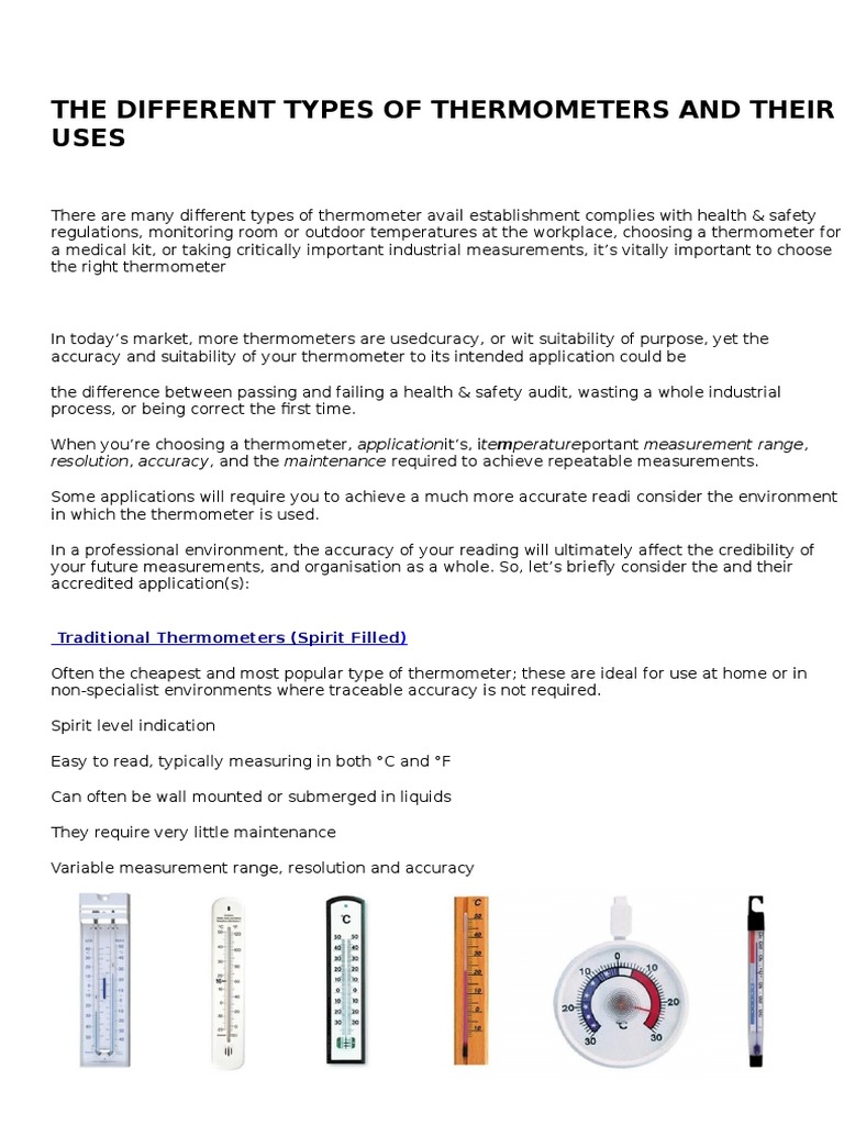 The Different Types of Thermometer and Their Uses Thermometer Sensor