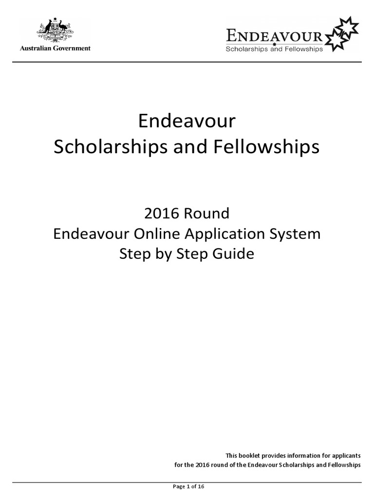 for application form endeavour scholarship by to Step the Using Endeavour Step Application Guide