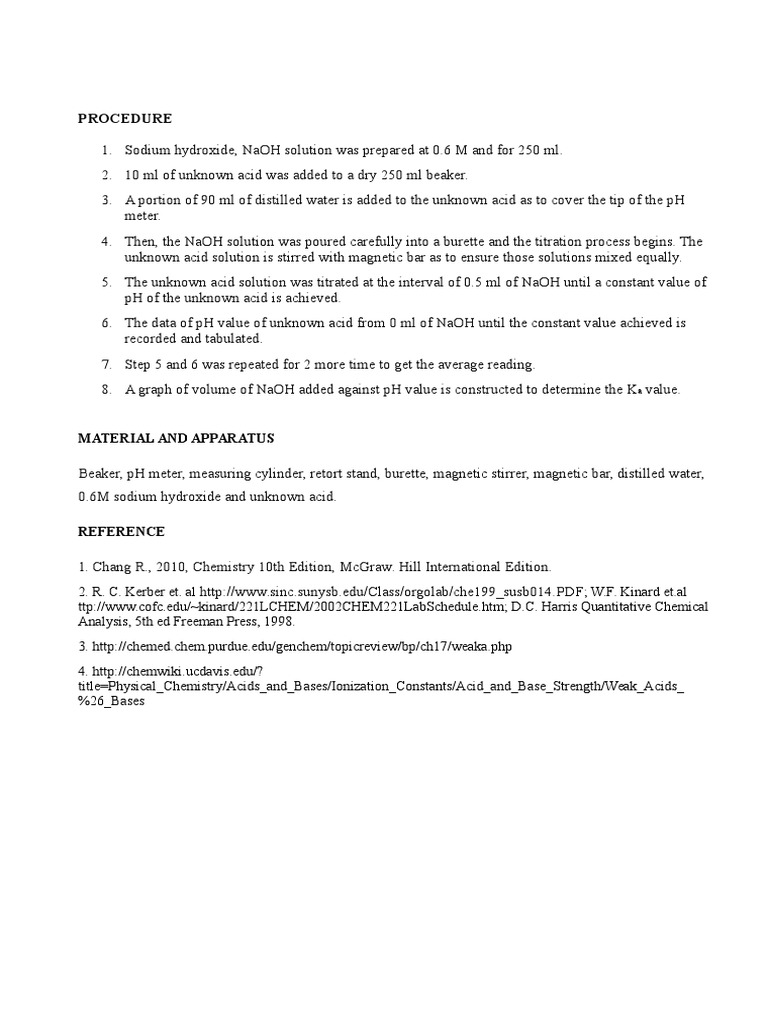 Acid-Base Titration Procedure | PDF