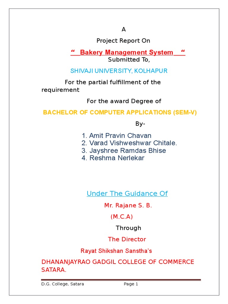 Bakery Management System Project Report | PDF | Prototype | Databases