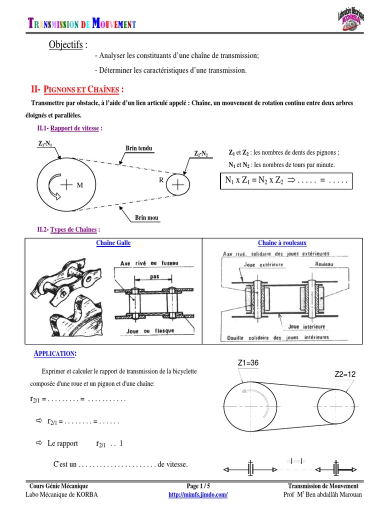 Transmission par Pignon et Chaîne PDF — free download