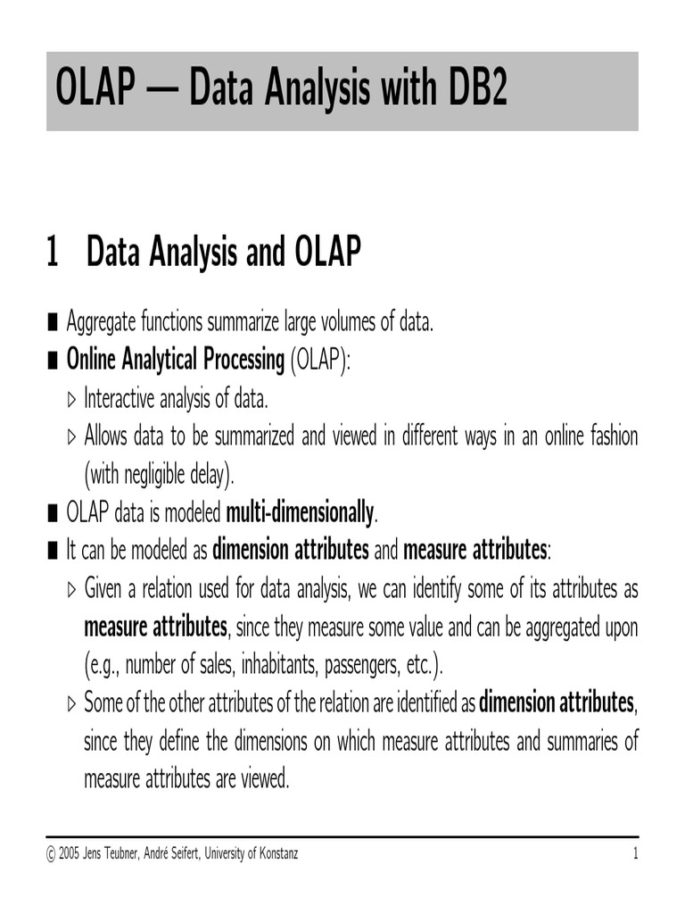 OLAP Data Analysis Techniques in DB2 | PDF