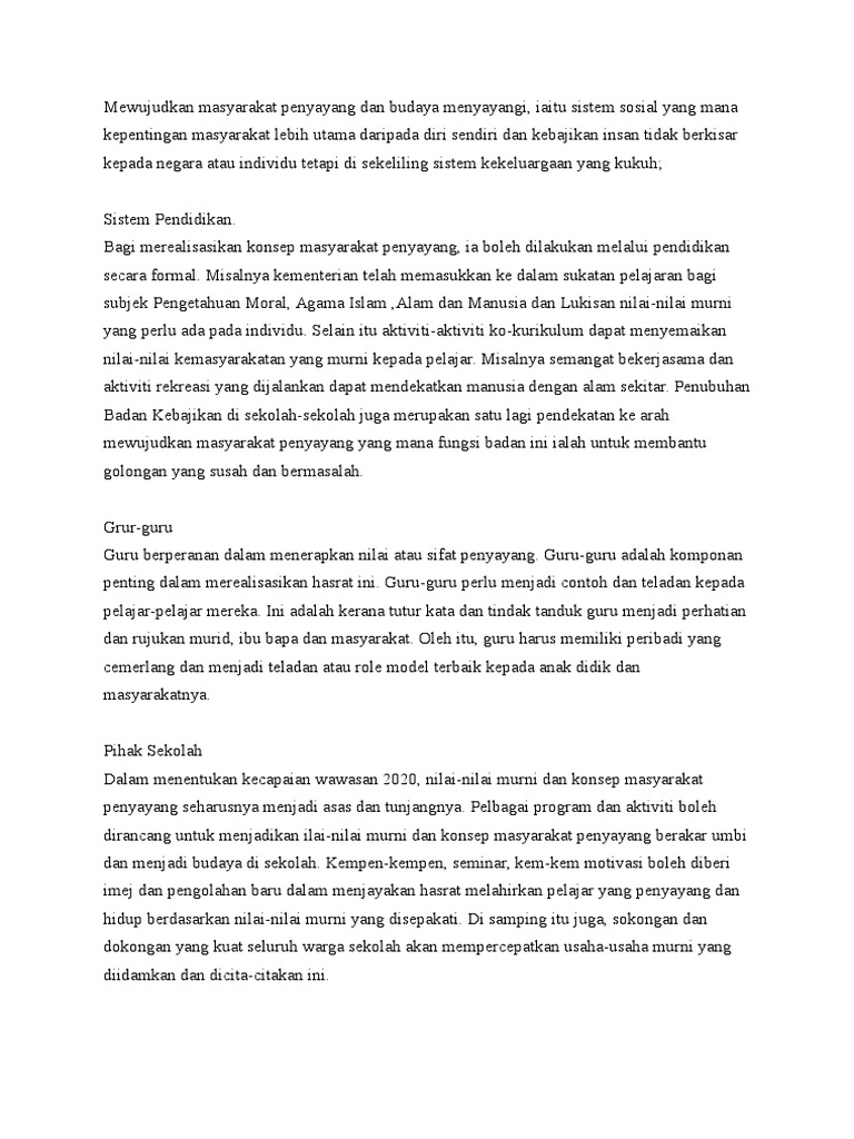 Mewujudkan Masyarakat Penyayang Dan Budaya Menyayangi Pdf