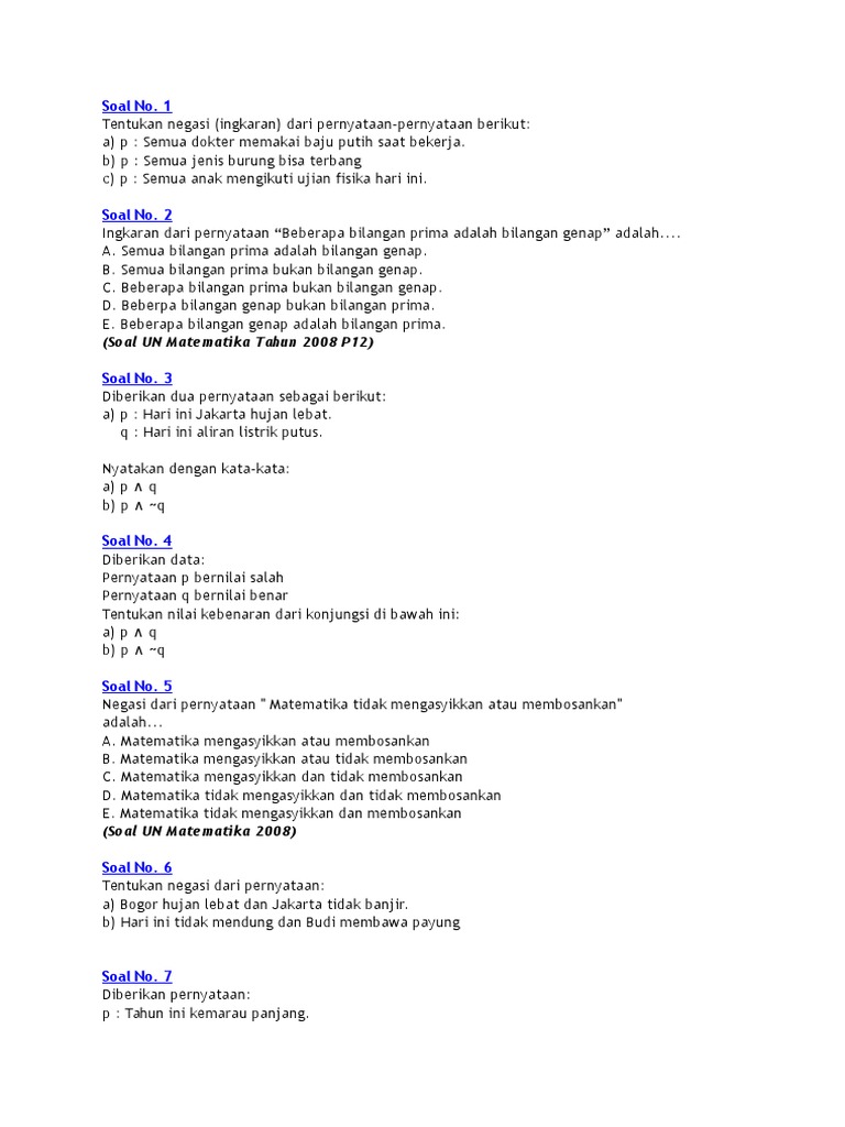 Soal Logika Matematika