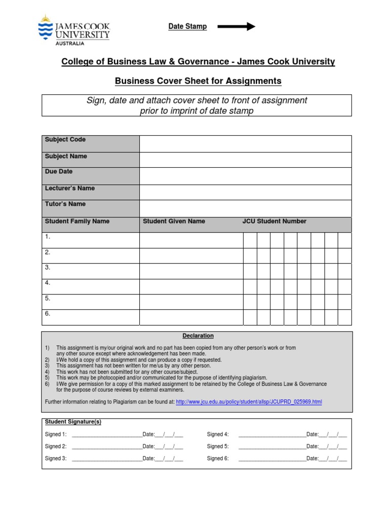 Assignment Cover Sheet Template | PDF | Career & Growth | Law