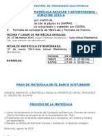 Requisitos Para La Matricula 2015-A