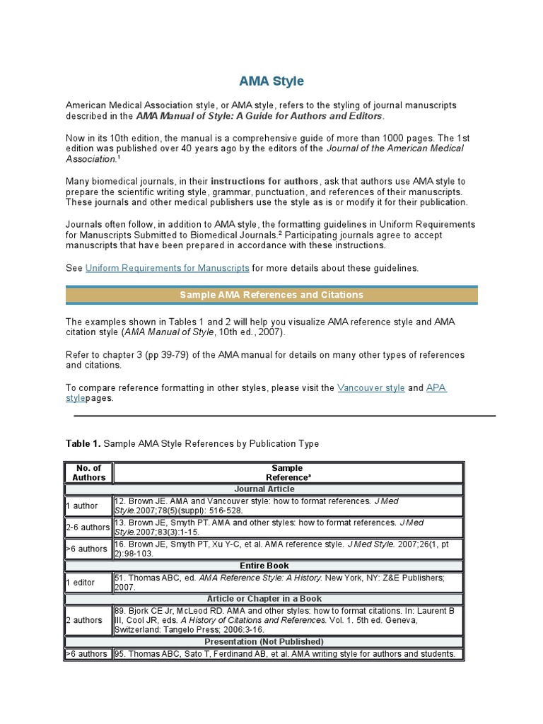 how to write in ama format