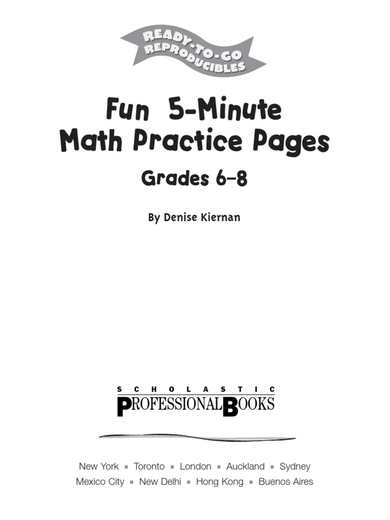 Fun 5-Minute Math Practice Pages Grades 6-8 | Fraction (Mathematics