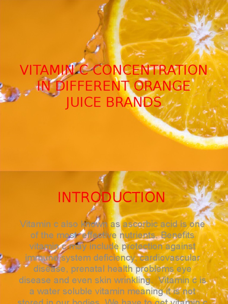 Bio Project Ppt Orange Juice Vitamin C