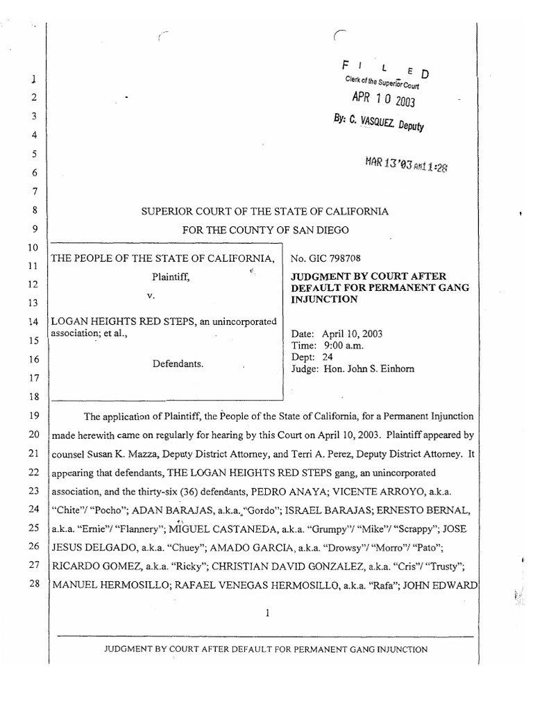 Permanent Gang Injunction Ruling | PDF | Burglary | Violence