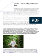 ¿De Que Manera Aprender A Pensar? Relajacion Y Tecnica de Meditacion Anapana