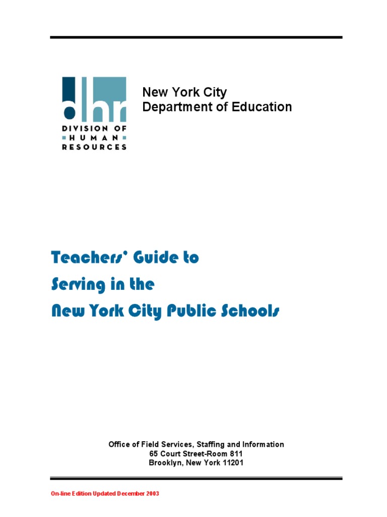 Teachers' Guide To Serving in The NYC Public Schools | PDF | Academic  Degree | Teachers
