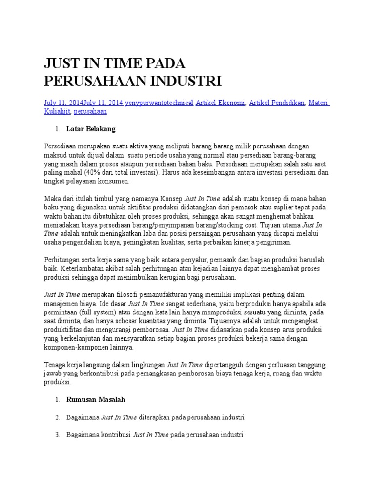 Just in Time (SAM) | PDF | Bisnis