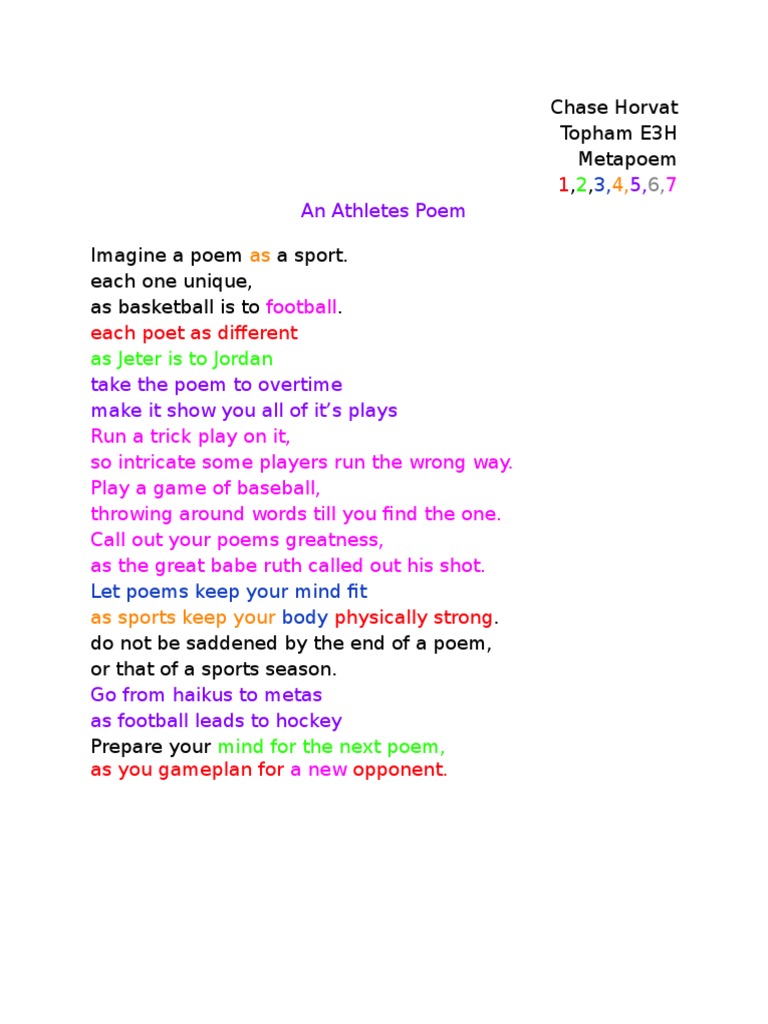 Metapoem: The Sport of Poetry | PDF | Sports & Recreation | Poetry