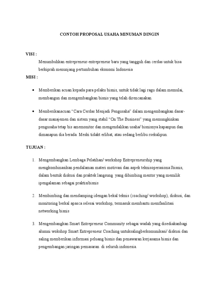 Contoh Proposal Usaha Minuman Dingin