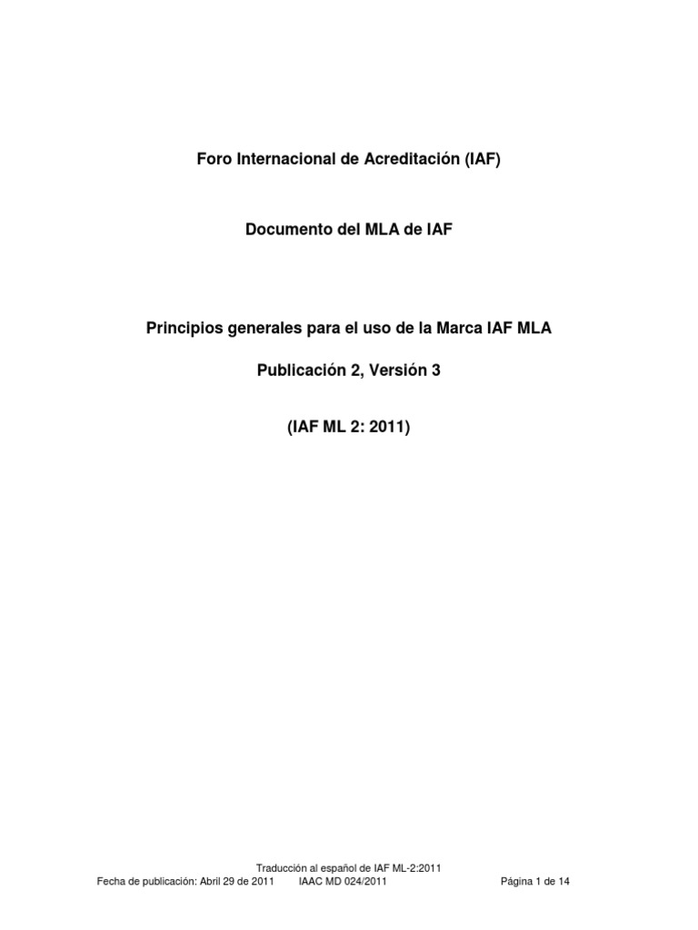 Uso de la Marca IAF MLA en Español | PDF | Organización internacional ...