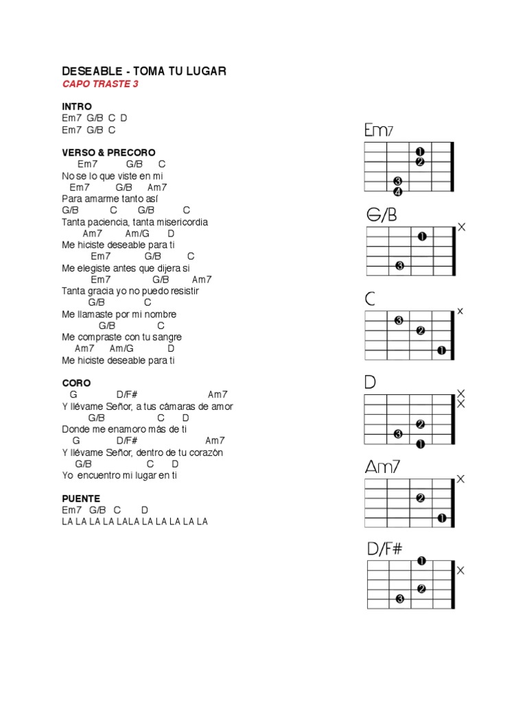 DESEABLE Toma Tu Lugar Acordes EM