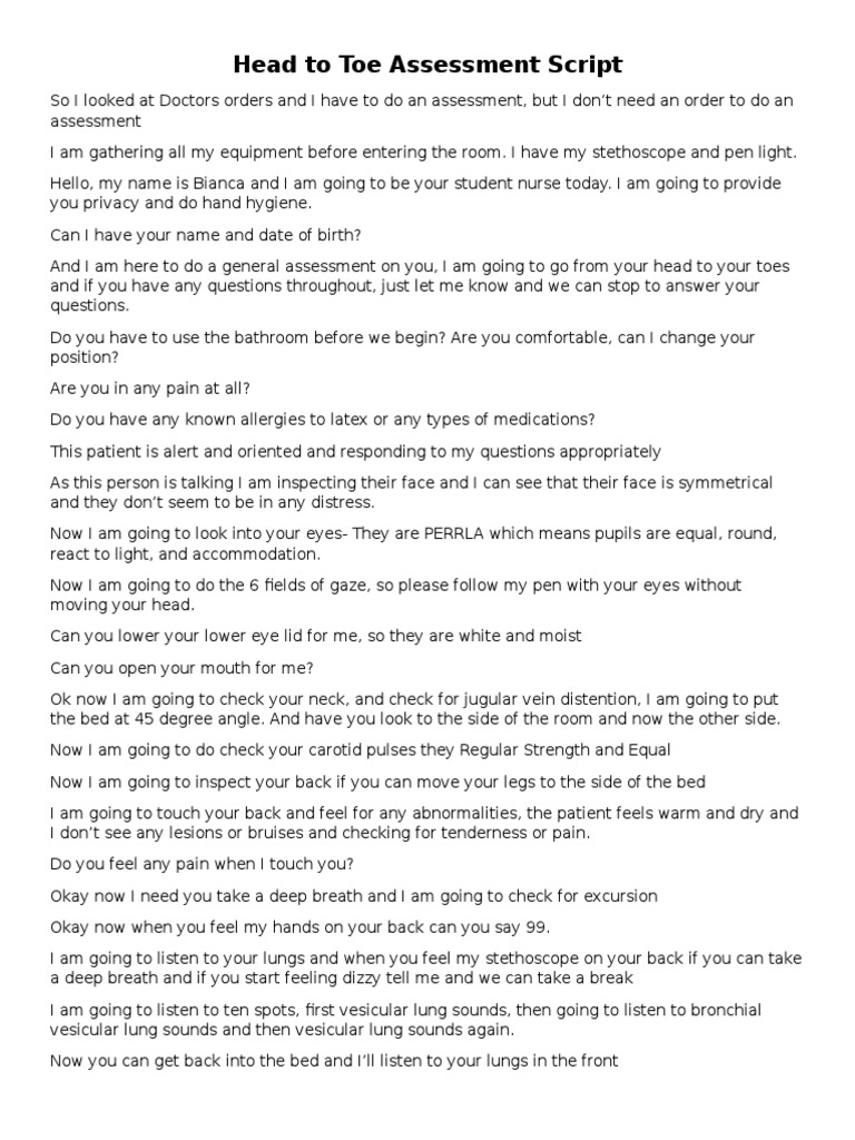 Assessment Script Cardiovascular System Clinical Medicine