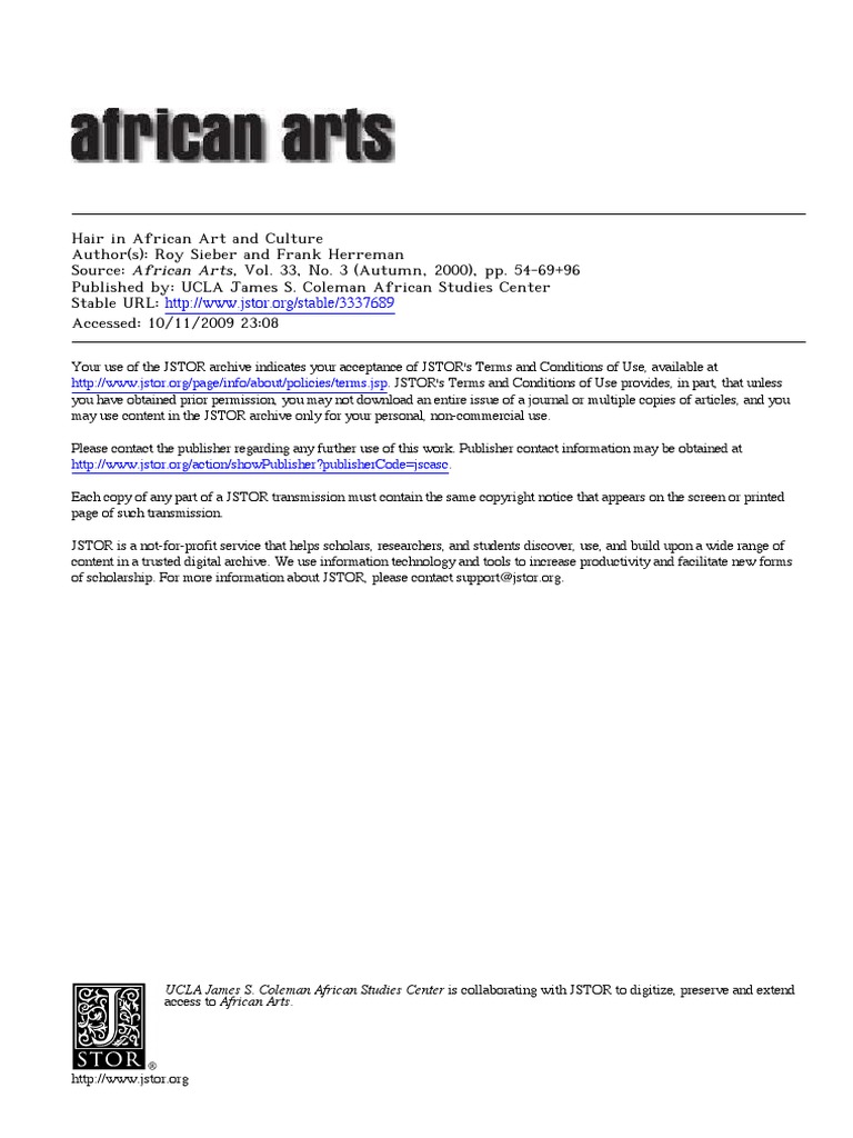 Sieber Hair in African Art PDF Hairstyle Sculpture