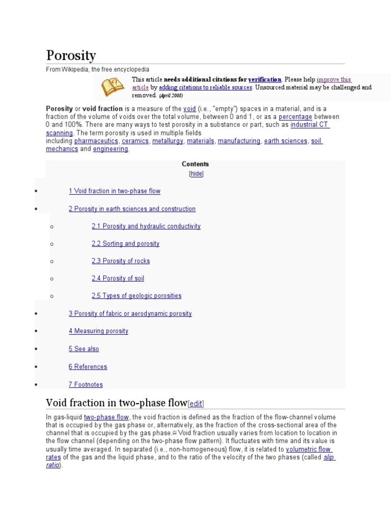 Porosity A Measure Of Empty Spaces In Materials Pdf Porosity Soil