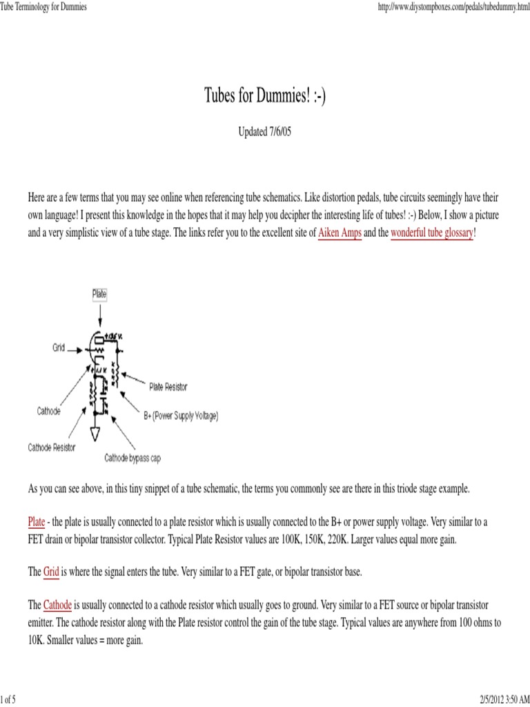 Tube Circuit Terminology Explained | PDF | Vacuum Tube | Amplifier