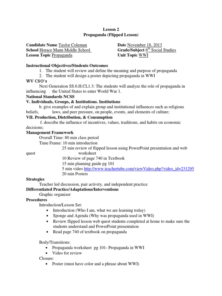 worksheet Propaganda Worksheets technology artifact propaganda educational assessment