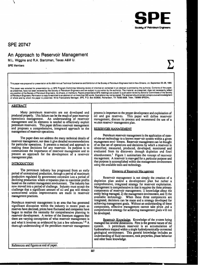 An Approach To Reservoir Management PDF Petroleum Reservoir