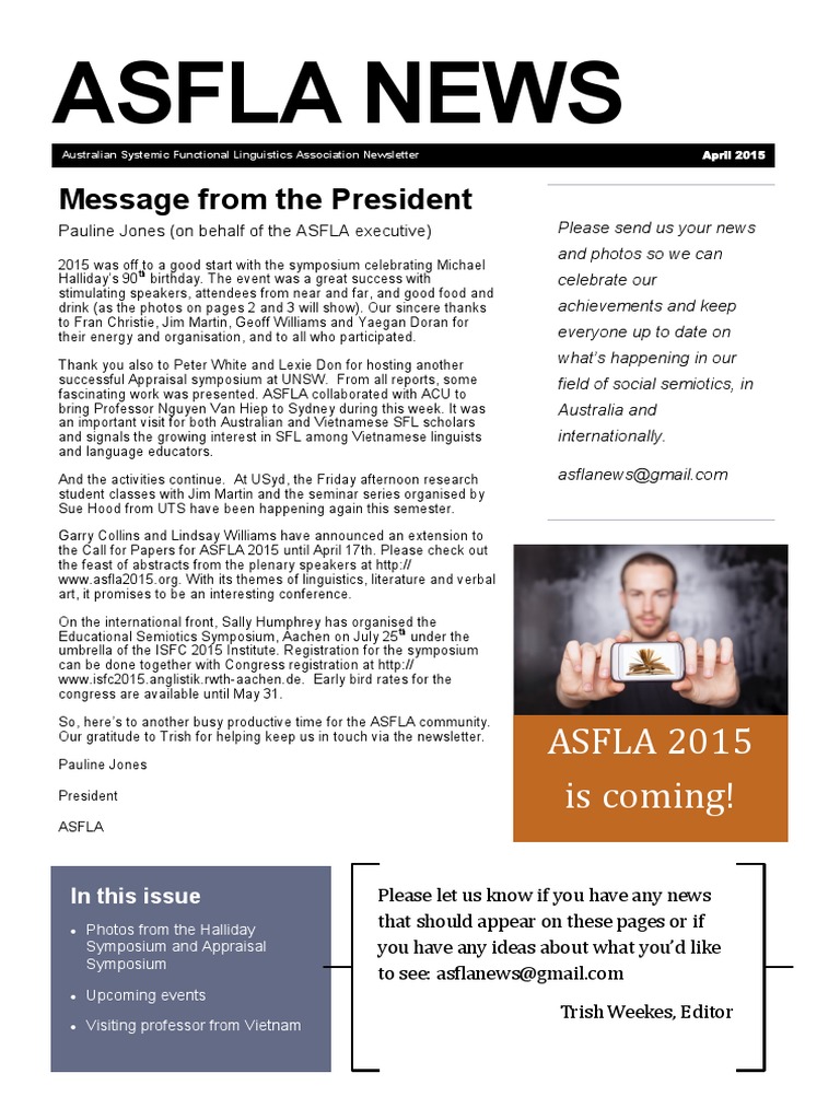 Asfla News: Message From The President | PDF | Human Communication ...