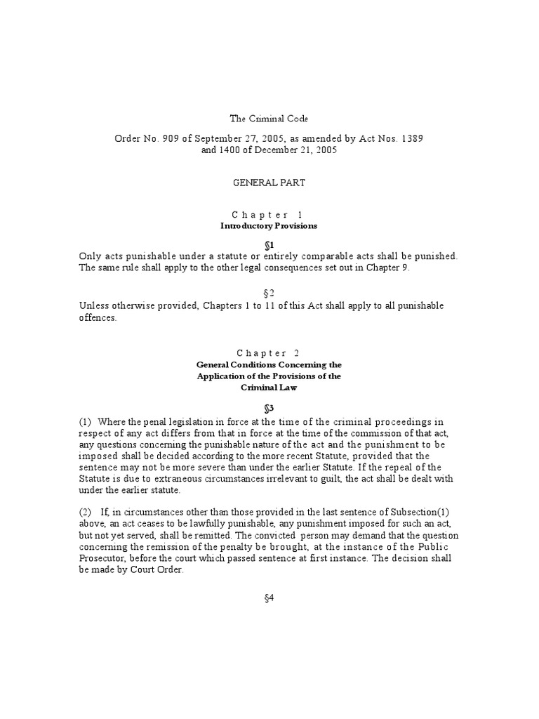 Overview of Danish Criminal Code | PDF | Parole | Fine (Penalty)