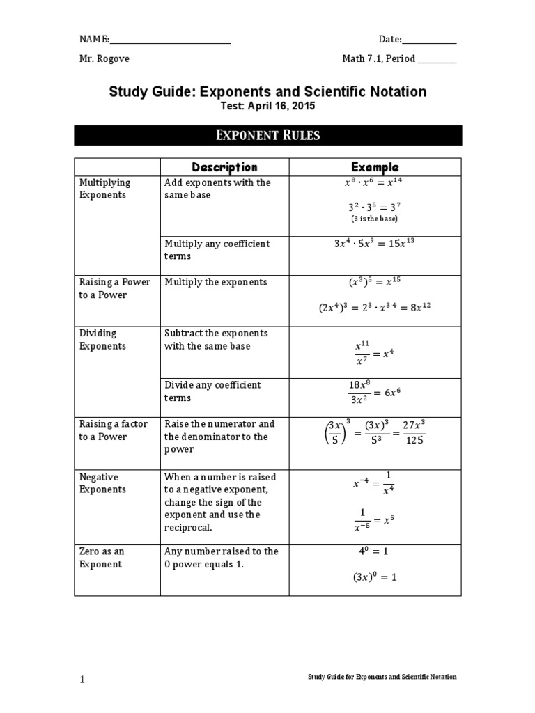 Exponents and Scientific Notation Guide | PDF | Fraction (Mathematics ...